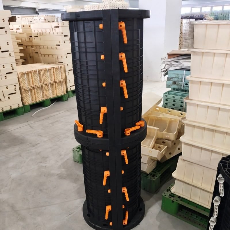 WINLONG black ABS cylindrical plastic column formwork with quick-clamp connectors